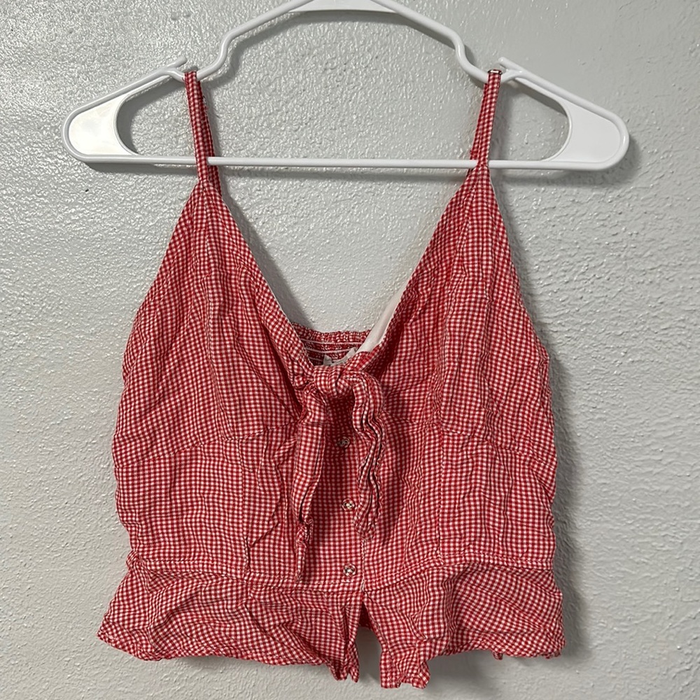 Red Plaid Keyhole Croptop